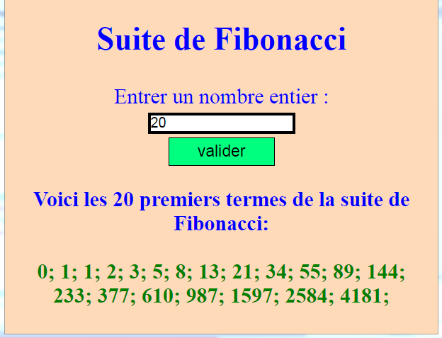 Fibonacci sequence in php