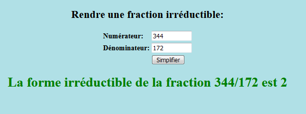 irreducible fraction