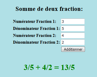 Sum of two fractions